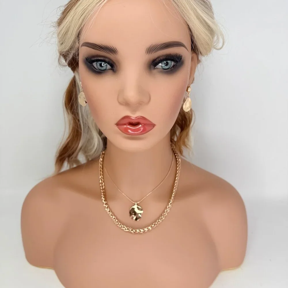 Vtg Gold Tone Rhinestone Pendant Layered Necklaces &‎ Earrings Set Shelli Segal